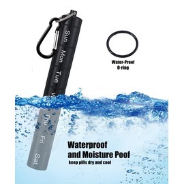 Metal Moisture Proof Weekly Pill Organizer, Stackable Aluminum Alloy BPA Free Travel Hiking 7 Day Pill Box Case Waterproof and Large Compartment to Hold Pills, Vitamins, Fish Oil, Supplements (Black)