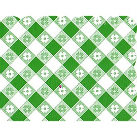 48 Plastic Scalloped Dinner Size Placemats - Green Gingham
