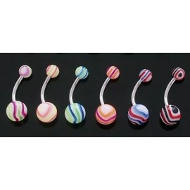 JSW Body Jewelry B#249 - 27pc Ripple Wave UV Acrylic Belly Rings 14 gauge 14g Navel Naval