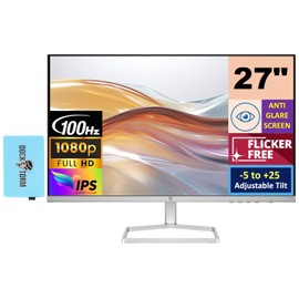 HP 27" 100Hz 300 nits IPS FHD (1920x1080) Monitor (Replaces M27f) w/Docztorm Hub USB Port Expander, Flicker-Free, Adjustable Tilt, 1x HDMI 1.4, 1x VGA, Black/Silver (2025 Latest Model)