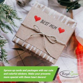 Royal Green Small Heart Stickers Embellishments for Valentine and Mother's Day, 1/2 Inch Heart Labels for Gift Cards, Letters, Envelopes,Thank You Notes, and Greeting Cards, 350-Pack (Metallic Silver)