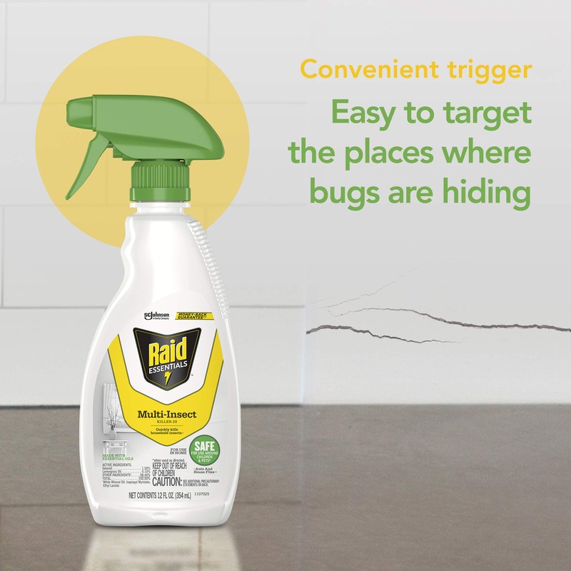 Raid Essentials Multi-Insect Killer Spray Bottle, Child & Pet Safe,