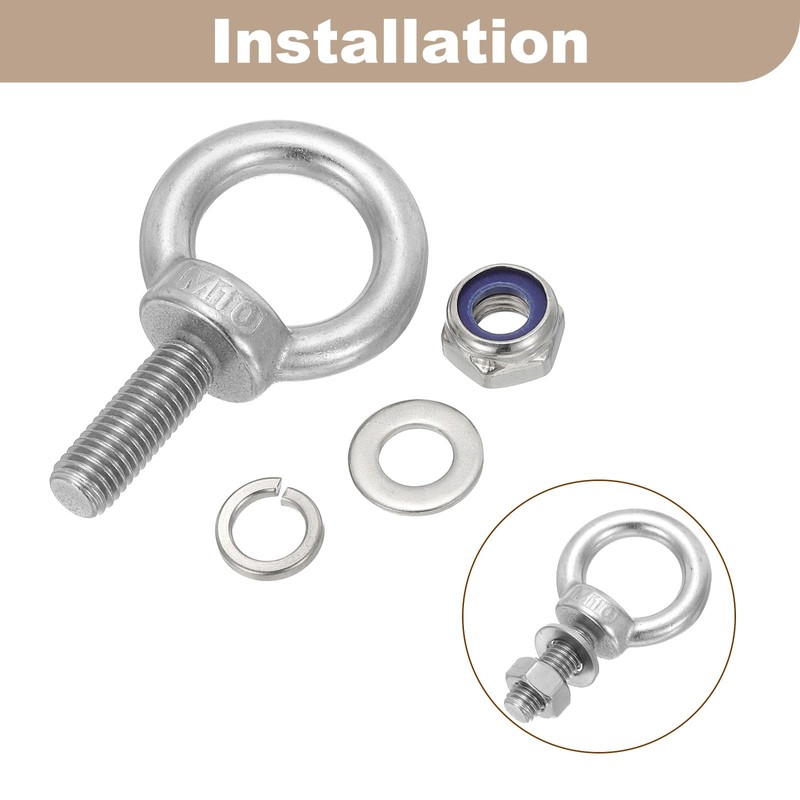 sourcing map Lifting Shoulder Eye Bolt M10 x 30 mm,