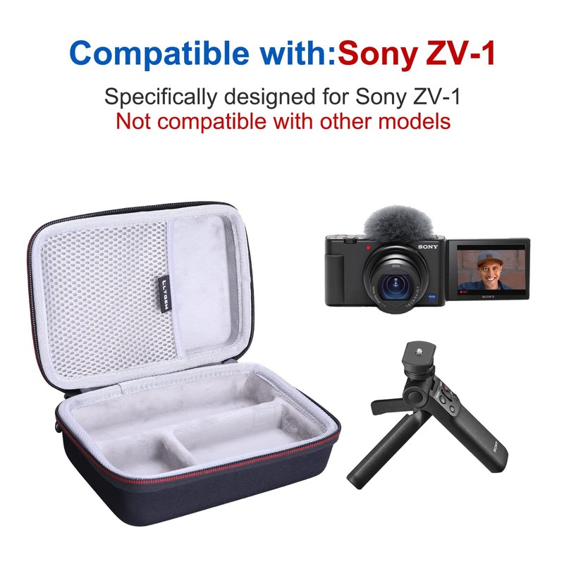 LTGEM製Sony ZV-1カメラ用ハードケース Vloggerアクセサリーキット三脚とマイクにフィット - 旅行保護キャリーストレージバッグ