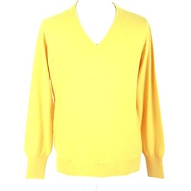Shephe Men's V Neck Cashmere Sweater Yellow Large