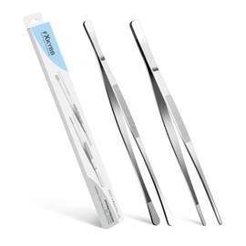 FXKYBB 2 Pcs 12-inch Stainless Steel Kitchen Utensils, Cooking Tongs, Kitchen Tweezers for Cooking, Camping Cooking Essentials