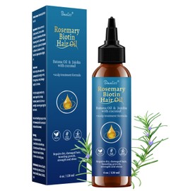 Aceite de romero suero para el crecimiento del cabello con biotina, batana y aceite de coco, nutre el cuero cabelludo, para pérdida de cabello y adelgazamiento del cabello, 4 oz / 4.1 fl oz