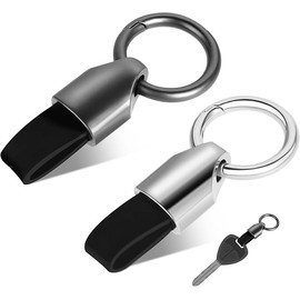 Men Women 2 Pcs Car Key Chain Ring Clip,Zinc Alloy Car Key Chain Key Clip Zinc Alloy Keychain (Silvery+哑枪, One size)