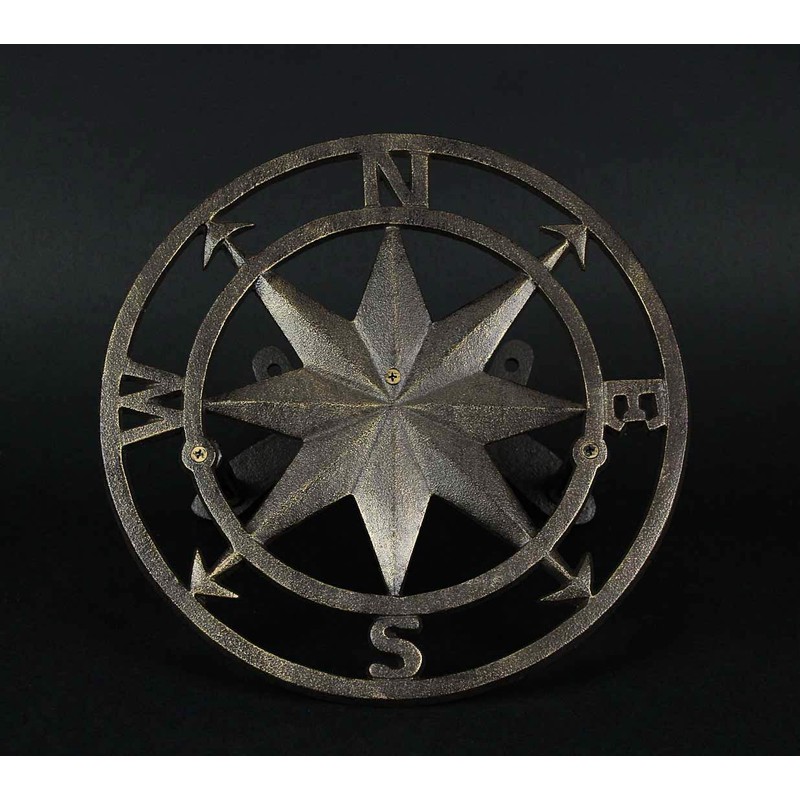 Zeckos Decorative Wall Mounted Cast Iron Compass Rose Garden Hose