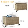 PEMAR Set 2 Nesting Natural Wicker Rolling Storage Baskets on