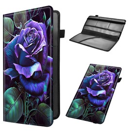 Car Registration and Insurance Holder, Leather Car Glove Box Organizer, Cool Car Accessories for ID, Driver's License Cards & Essential Document,Business Cards,Men&Women,Purple Rose Flower