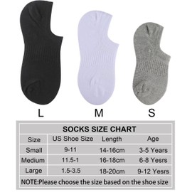 Cozi Foot 10 Pairs Boys Girls No Show Socks Cotton Non Slip Low Cut Socks (Small, C02-Black)