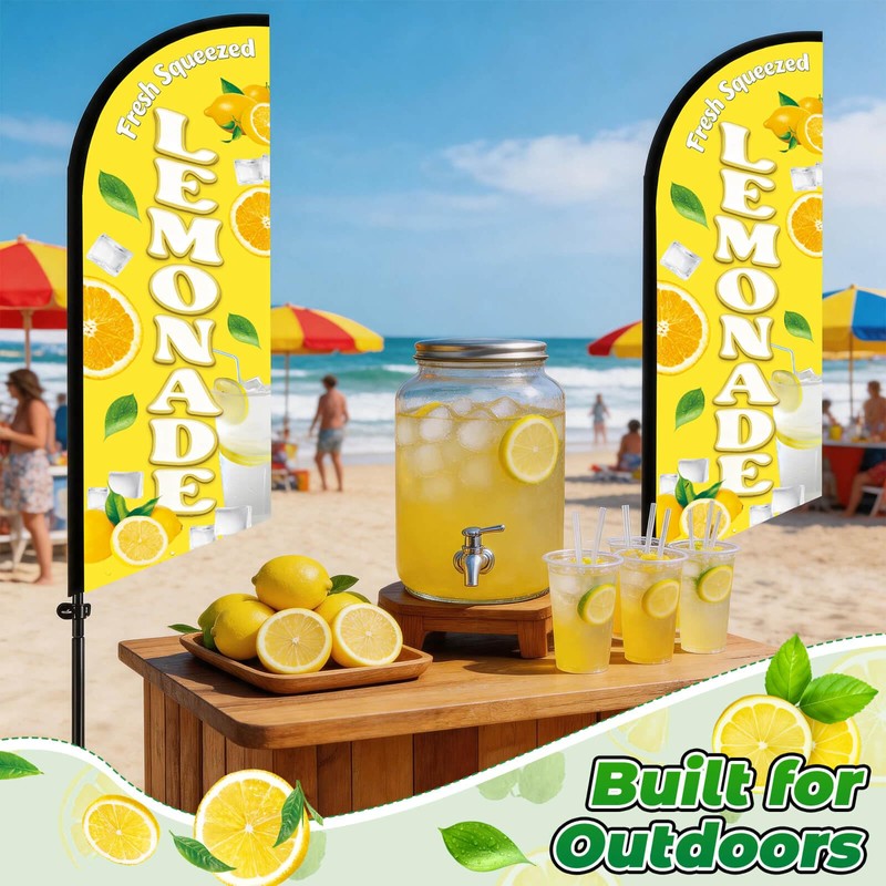 Lemonade Feather Flag With Pole Kit - 2 Pcs 8.2Ft