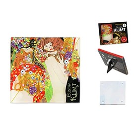 CARMANI - Glass Coaster, Glass Underlay, Drinks Mat, Heat Resistant Printed with Gustav Klimt, Water Snakes