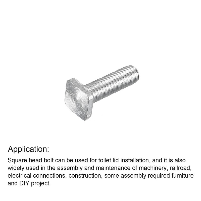 uxcell Square Head Bolt, 10pcs M6x20mm Fully Thread Carbon Steel