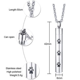 Jude Jewelers Stainless Steel Pet Dog Puppy Memorial Cremation Ash Urn Pendant Necklace (Silver)