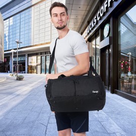 Sucipi Sports Bag Travel Bag Women Men Sports Bags with Shoe Compartment & Wet Compartment Weekender Bag Waterproof for Fitness Sports Training Travel as Gym Bag Swimming Bag Beach Bag Sauna Bag, Patchwork Black, m