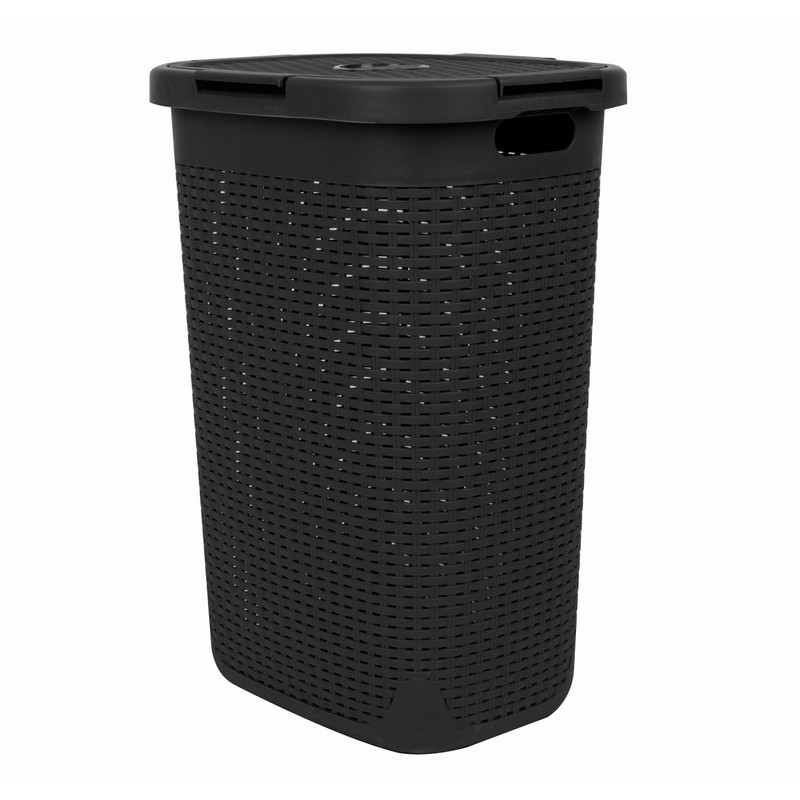 Mind Reader 60L Slim Laundry Hamper, Clothes Basket, Lid, Wicker