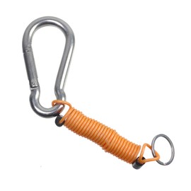 KUMGROT 5 Ft Heavy Duty Stainless Steel Trailer Breakaway Cable Zinc PVC Coiled Wire Emergency Brake Cable Straps for RV Towing, Orange