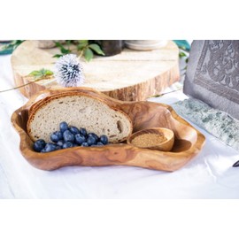 Windalf Natural Teak Wood Bowl Cloudy 27 cm Rustic Fruit Bowl Salad Bowl Handmade Wooden