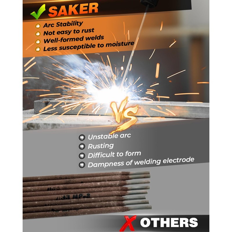 Saker E6013 Welding Rod 5/32'' 5LB Carbon Steel Stick Welding