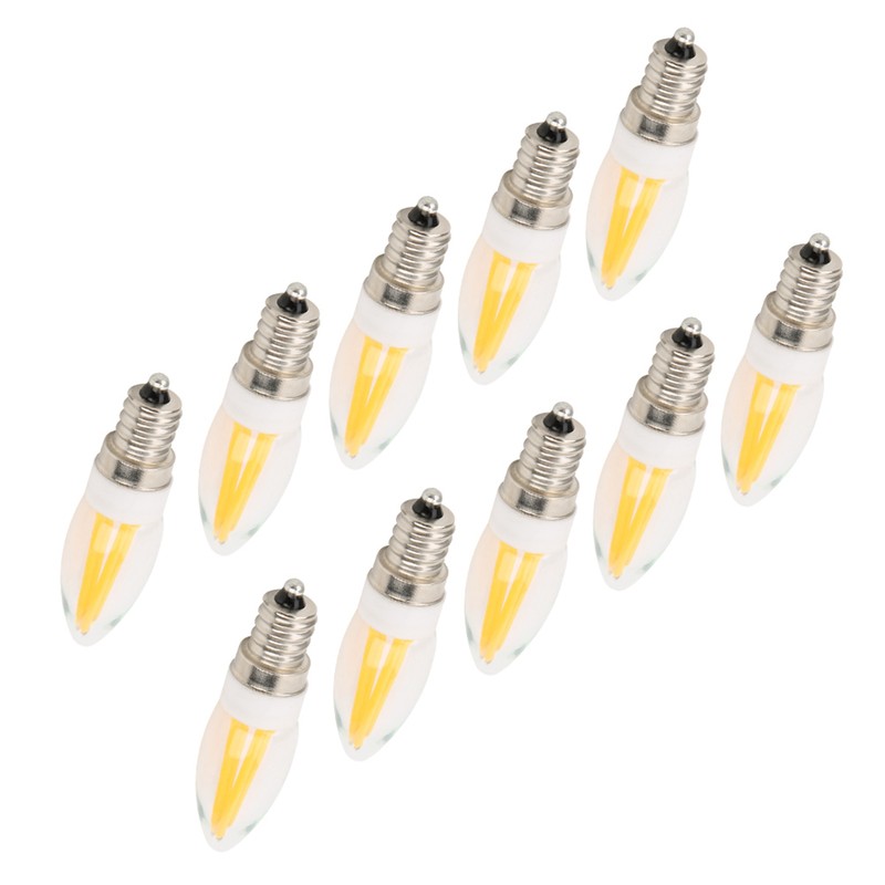 10Pcs E12 Long Filament Light Bulbs 3W AC110V Chandelier Ceiling