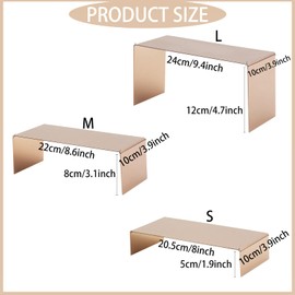 MCKECHSION Display Risers Stainless Steel 3PCS Metal Golden Display Riser Stand Shoe Bag Holder Display Riser Shelf Showcase for Home Boutique Retail Store,Rose Gold