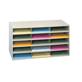 Durham 434-75 Tan Cold Rolled Steel Horizontal Literature Storage Rack, 33-3/4" Width x 17-3/4" Height x 11-5/8" Depth, 15 Pocket