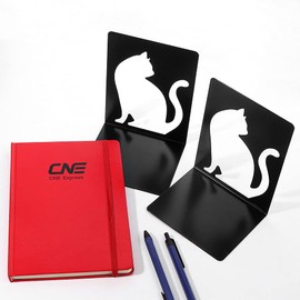 Kaenarie Bookends Iron Cutlery Cat Design Book Stand (Cat)