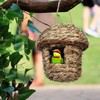 2 Pack Grass Bird Houses for Outside, Natural Grass Hand