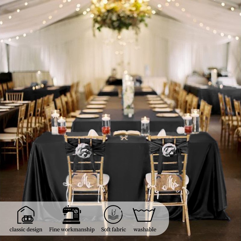 Teruntrue 1 Pack Black Polyester Tablecloth 100 x 140 cm