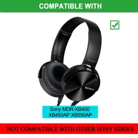 XB450 Earpads - JECOBB Replacement Ear Cushion Pads with Protein Leather and Memory Foam for Sony MDR-XB450, XB450AP, XB550AP On Ear Headphones ONLY (NOT FIT Sony Other Series) – Black
