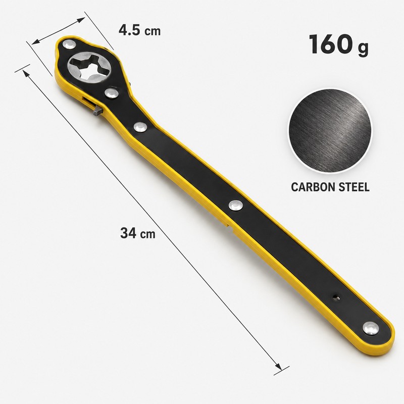 13.4-Inch Carbon Steel Scissor Jack Ratchet Wrench