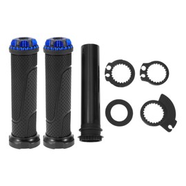 Motoforti 7/8" 22mm 15/16" 24mm Motorcycle Hand Grips Cover Kit Aluminum Alloy Rubber Handlebar Grip Blue 1 Set Diamond Line Pattern