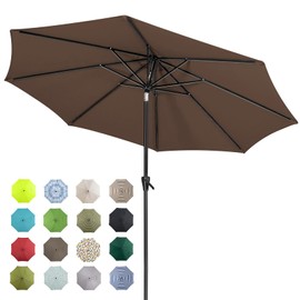 Tempera 10Ft Patio Market Outdoor Table Umbrella with Auto Tilt and Crank,Large Sun Umbrella with Sturdy Pole&Fade resistant canopy,Easy to set,CHOCOLATE