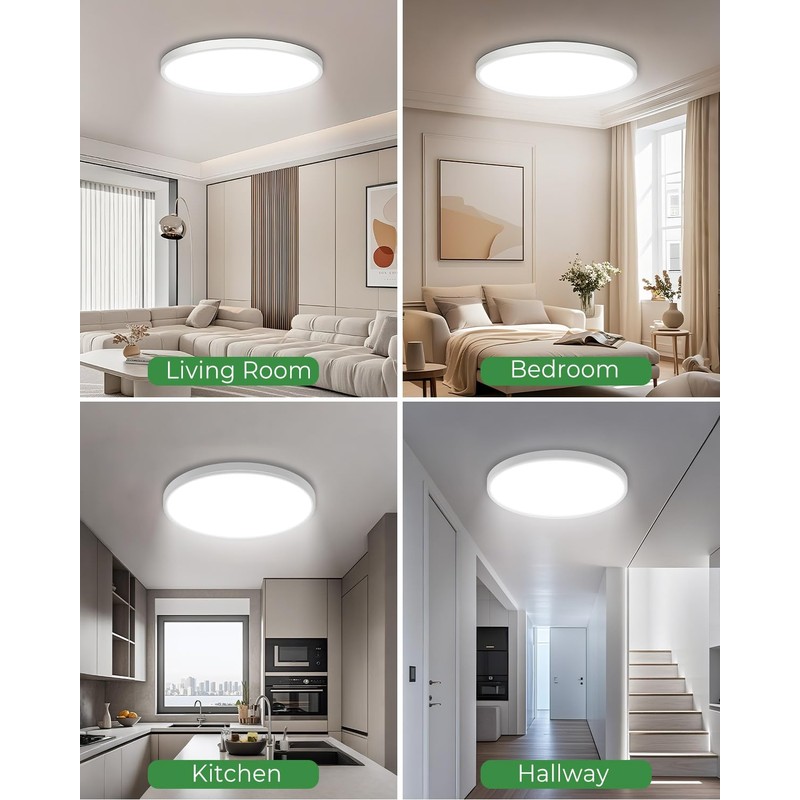 hepside 23INCH Big Dimmable Flush Mount Ceiling Light Fixture White,
