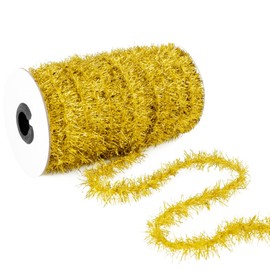 Gold Metallic Ribbon Garland,50 Yard Glittery Foil Ribbon for Birthday Party Decorations, Wedding, Celebration Banners