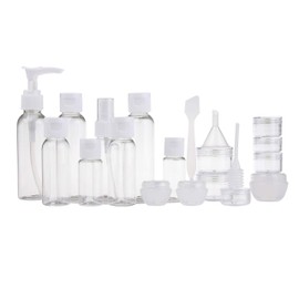 Travel Bottle Set - Refillable - TSA/Airline Approved - 8 Bottles and 9 Jars - 3 Tools (Pipette, Funnel and Mini Spatula)