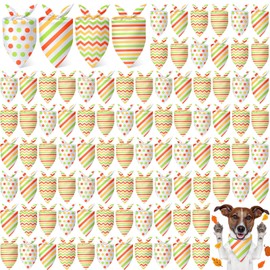 Shinylin 100 Pieces Fall Dog Bandanas Bulk Colorful Autumn Bandanas for Dogs with Polka Dot Stripe Wave Patterns for Pets Doggies Fall Autumn Thanksgiving Party Costume Accessories