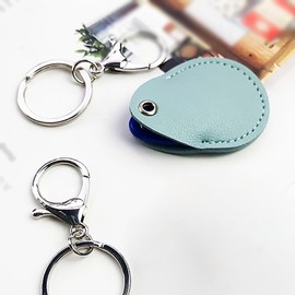 UUYYEO 4 Pcs PU Leather Key Fob Sleeve Access Card Key Protector Cover Smart Key Case Keychain Small Key Protector Bags Pouches with Key Rings Blue