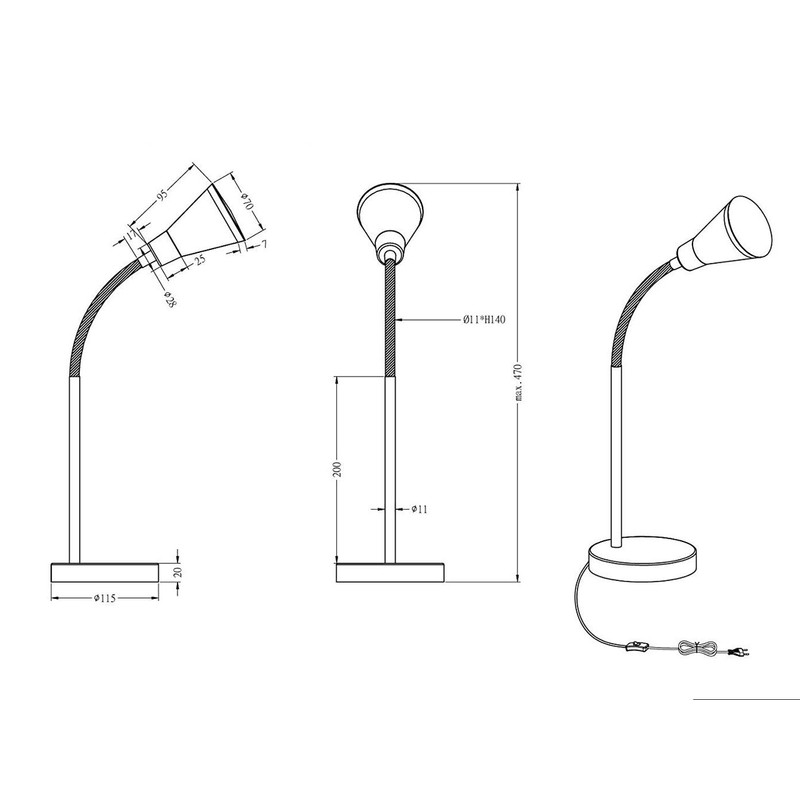 Reality Leuchten Table Lamp LED with Flex Arm and 3.8