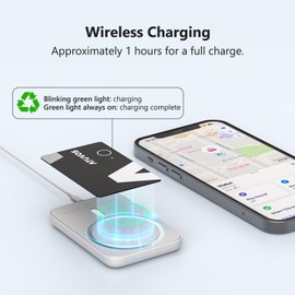 ATUVOS Wallet Tracker Card Slim 0.16cm, (Wireless charging) Air tag Bluetooth Locator Work with Apple Find My (iOS Only), Item Finder for Luggage Tag, Suitcase, Bags, Passport and More, 1 Pack