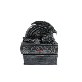 DWK "Do not Disturb" Sleeping Dragon Pewter Decorative Stash Box Jewelry Holder | Dragon Decor for your Home Office and Bookshelf | Decorative Box with Lid - 7"