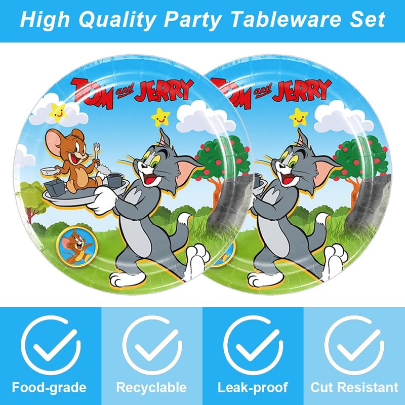 40Pcs Tom and Jerrys Party Supplies 20 plates, 20 napkins