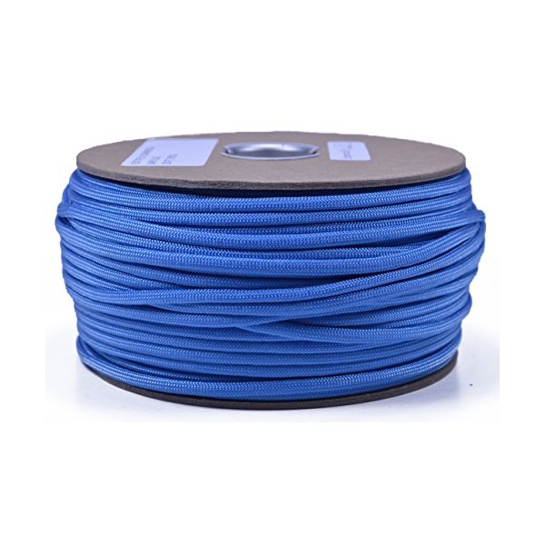 Bored Paracord - 1', 10', 25', 50', 100' Hanks & 250', 1000' Spools of Parachute 550 Cord Type III 7 Strand Paracord Well Over 300 Colors - Baby Blue / Tarheel - 1000 Foot Spool