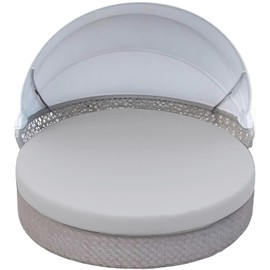 ADXTPB Outdoor Round Daybed Cushion Cover Waterproof,Patio Circle Day Bed Mattress Covers with Elastic Band,Sunbed Sun Island Cushions Replacement Slipcover,Cover Only(Light Grey, 66 * 6in)