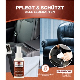 Leder-Futzi Uni Leather Care Set with Brush and Atomiser [80 ml] - Effective Leather Care for Smooth Leather and Leather Seats - Made in Germany