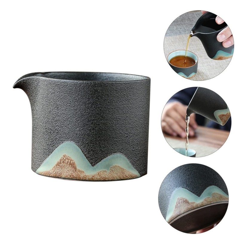 GRIRIW Japanese Style Black Pottery Tea Set Tea Pitcher Patterns