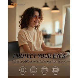 Bloomoak 99% Blue Light Blocking Glasses, Comfortable Gaming Glasses, Anti Reflective, Eyestrain|Computer|Screen