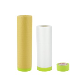 ACROPIX Masking Paper with Tape Pre-Taped Paper Film Kit with 1 Roll of Tape 2000x140cm / 65.62ftx55.11" White Green Light Brown PE Film Kraft Paper Paper